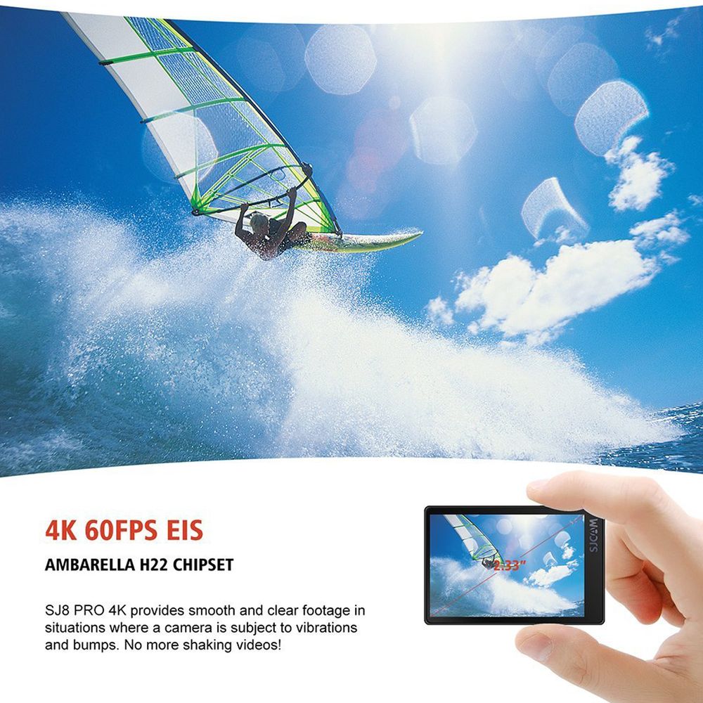 Buy SJCAM SJ8 Pro 4K and 12MP 60 FPS Waterproof Action Camera with Gyro Stabilization (Black ...